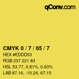 Code couleur: CMYK 0 / 7 / 65 / 7 | qconv.com