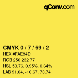 Farbcode: CMYK 0 / 7 / 69 / 2 | qconv.com