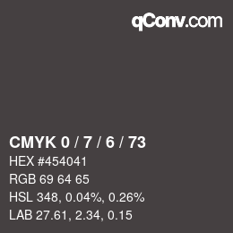 Farbcode: CMYK 0 / 7 / 6 / 73 | qconv.com