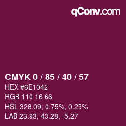 Código de color: CMYK 0 / 85 / 40 / 57 | qconv.com