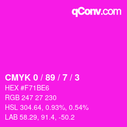 Code couleur: CMYK 0 / 89 / 7 / 3 | qconv.com