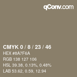 Code couleur: CMYK 0 / 8 / 23 / 46 | qconv.com