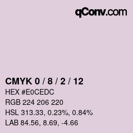 Code couleur: CMYK 0 / 8 / 2 / 12 | qconv.com