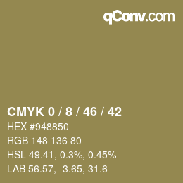 Code couleur: CMYK 0 / 8 / 46 / 42 | qconv.com