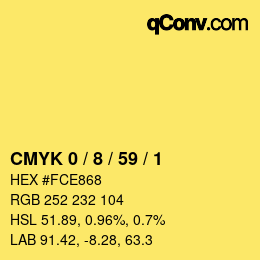 Código de color: CMYK 0 / 8 / 59 / 1 | qconv.com