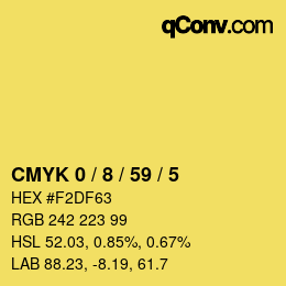 Code couleur: CMYK 0 / 8 / 59 / 5 | qconv.com