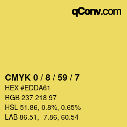 Farbcode: CMYK 0 / 8 / 59 / 7 | qconv.com