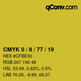 Código de color: CMYK 0 / 8 / 77 / 19 | qconv.com