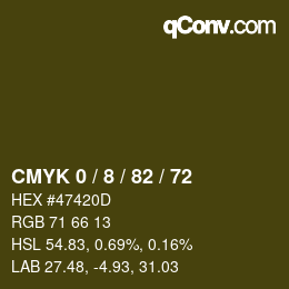 Farbcode: CMYK 0 / 8 / 82 / 72 | qconv.com