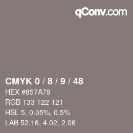 Código de color: CMYK 0 / 8 / 9 / 48 | qconv.com