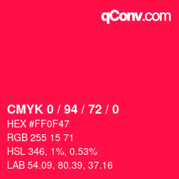 Farbcode: CMYK 0 / 94 / 72 / 0 | qconv.com