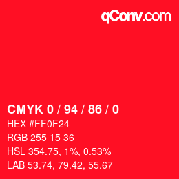 Código de color: CMYK 0 / 94 / 86 / 0 | qconv.com