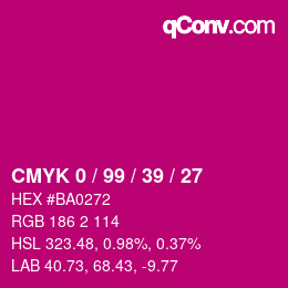 Código de color: CMYK 0 / 99 / 39 / 27 | qconv.com