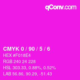 Farbcode: CMYK 0 / 90 / 5 / 6 | qconv.com