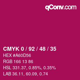 カラーコード: CMYK 0 / 92 / 48 / 35 | qconv.com