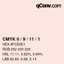 Code couleur: CMYK 0 / 9 / 11 / 1 | qconv.com