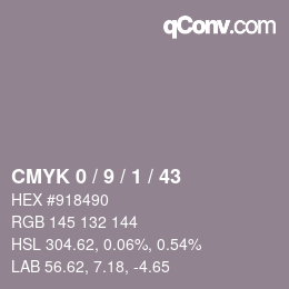 Color code: CMYK 0 / 9 / 1 / 43 | qconv.com