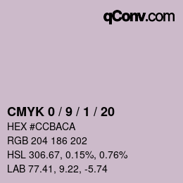 Code couleur: CMYK 0 / 9 / 1 / 20 | qconv.com