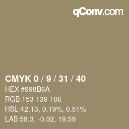 Código de color: CMYK 0 / 9 / 31 / 40 | qconv.com