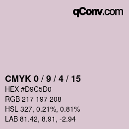 カラーコード: CMYK 0 / 9 / 4 / 15 | qconv.com