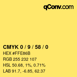 Farbcode: CMYK 0 / 9 / 58 / 0 | qconv.com