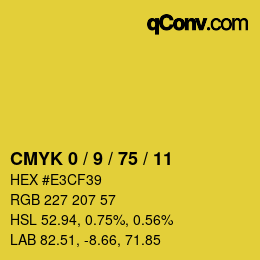 カラーコード: CMYK 0 / 9 / 75 / 11 | qconv.com