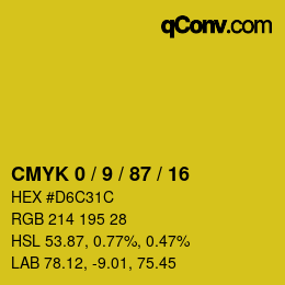 Código de color: CMYK 0 / 9 / 87 / 16 | qconv.com