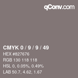 Farbcode: CMYK 0 / 9 / 9 / 49 | qconv.com