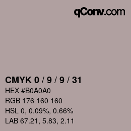 Code couleur: CMYK 0 / 9 / 9 / 31 | qconv.com