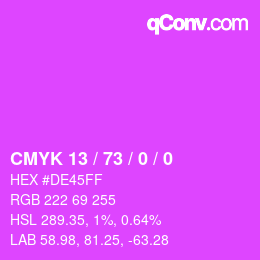 Color code: CMYK 13 / 73 / 0 / 0 | qconv.com