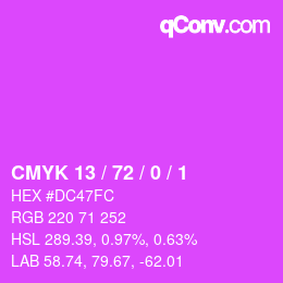 カラーコード: CMYK 13 / 72 / 0 / 1 | qconv.com