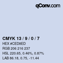 Farbcode: CMYK 13 / 9 / 0 / 7 | qconv.com