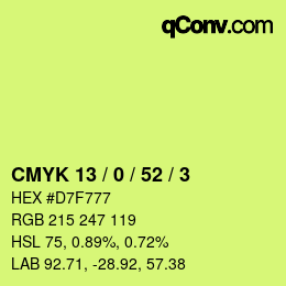 Farbcode: CMYK 13 / 0 / 52 / 3 | qconv.com