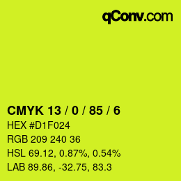 Color code: CMYK 13 / 0 / 85 / 6 | qconv.com