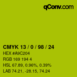 Código de color: CMYK 13 / 0 / 98 / 24 | qconv.com