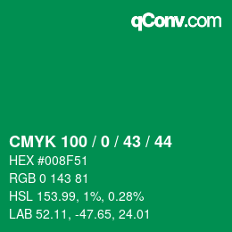 Color code: CMYK 100 / 0 / 43 / 44 | qconv.com