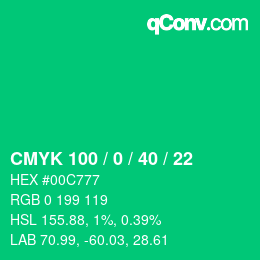 Código de color: CMYK 100 / 0 / 40 / 22 | qconv.com