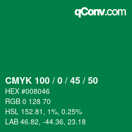 Color code: CMYK 100 / 0 / 45 / 50 | qconv.com