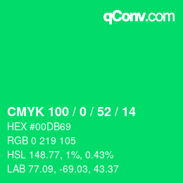 Code couleur: CMYK 100 / 0 / 52 / 14 | qconv.com