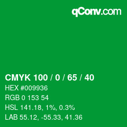 Código de color: CMYK 100 / 0 / 65 / 40 | qconv.com