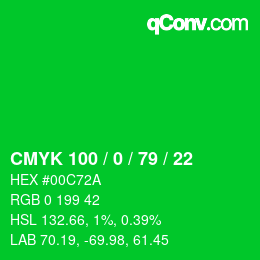 Code couleur: CMYK 100 / 0 / 79 / 22 | qconv.com