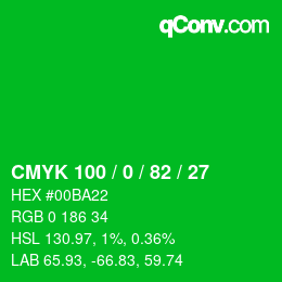 Code couleur: CMYK 100 / 0 / 82 / 27 | qconv.com