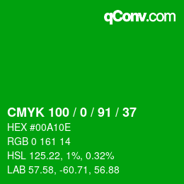 Código de color: CMYK 100 / 0 / 91 / 37 | qconv.com