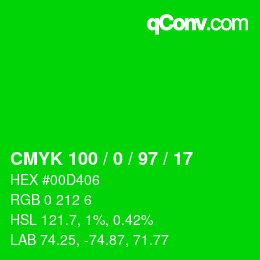 Color code: CMYK 100 / 0 / 97 / 17 | qconv.com