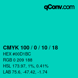 Farbcode: CMYK 100 / 0 / 10 / 18 | qconv.com