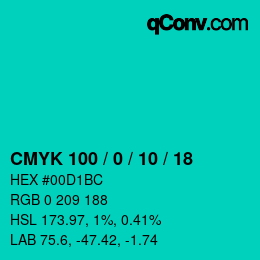 Farbcode: CMYK 100 / 0 / 10 / 18 | qconv.com