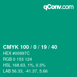 Color code: CMYK 100 / 0 / 19 / 40 | qconv.com