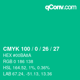 Código de color: CMYK 100 / 0 / 26 / 27 | qconv.com