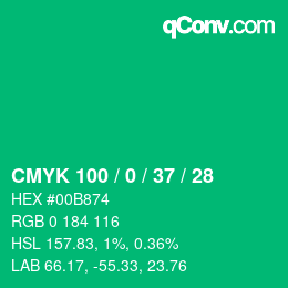 Code couleur: CMYK 100 / 0 / 37 / 28 | qconv.com