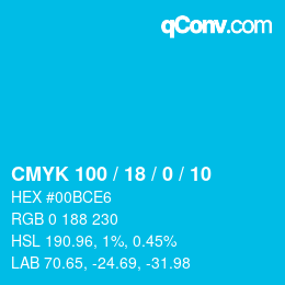 カラーコード: CMYK 100 / 18 / 0 / 10 | qconv.com